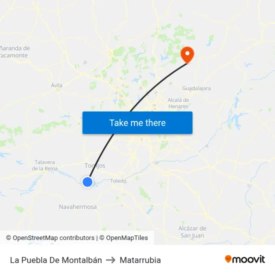 La Puebla De Montalbán to Matarrubia map
