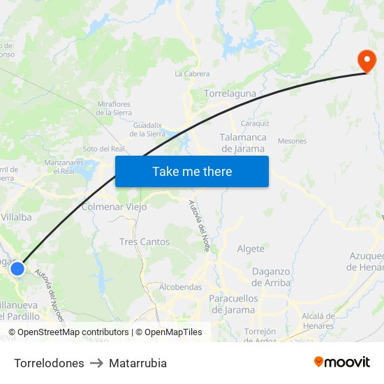 Torrelodones to Matarrubia map