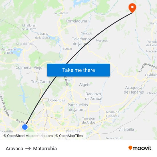 Aravaca to Matarrubia map