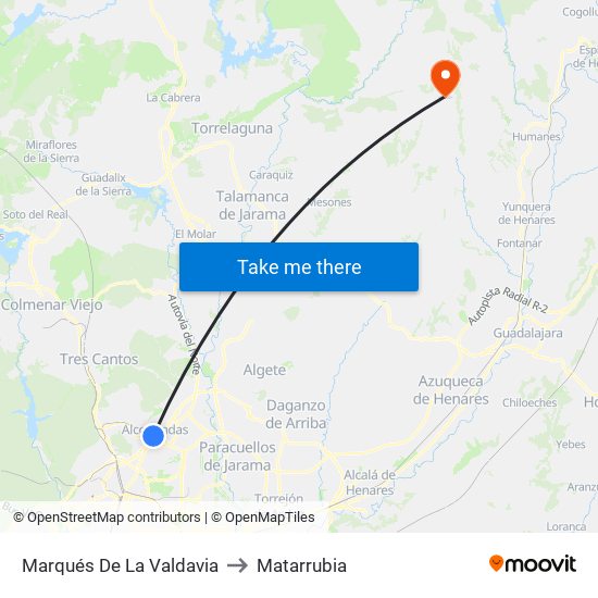 Marqués De La Valdavia to Matarrubia map