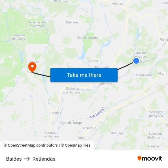 Baides to Retiendas map