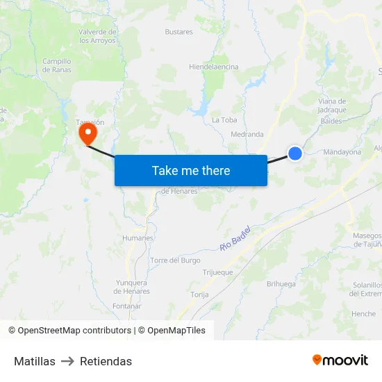 Matillas to Retiendas map