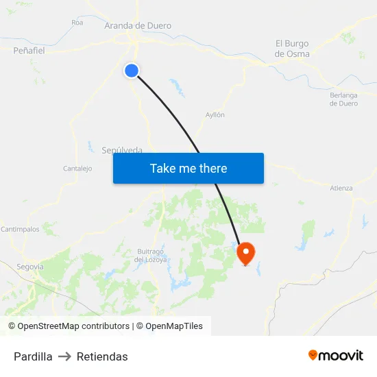 Pardilla to Retiendas map