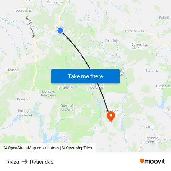 Riaza to Retiendas map
