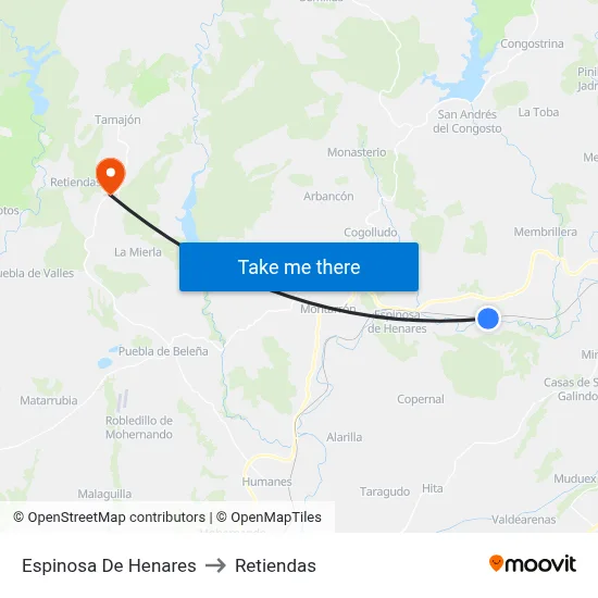 Espinosa De Henares to Retiendas map