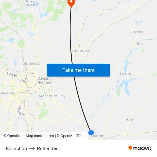 Belinchón to Retiendas map