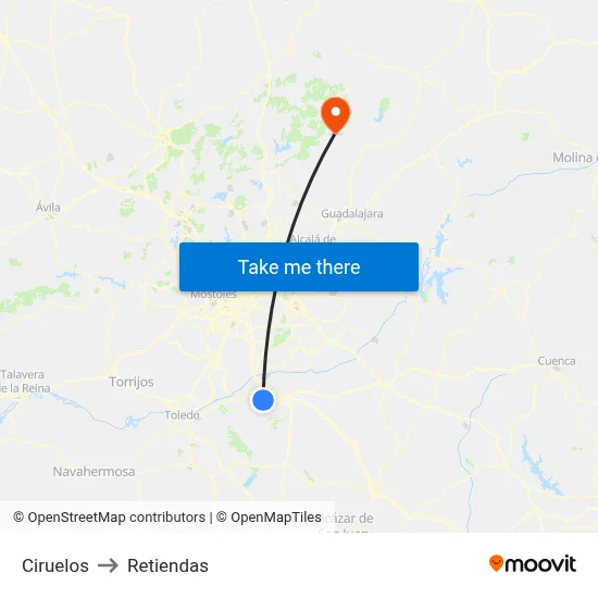 Ciruelos to Retiendas map
