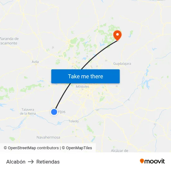 Alcabón to Retiendas map