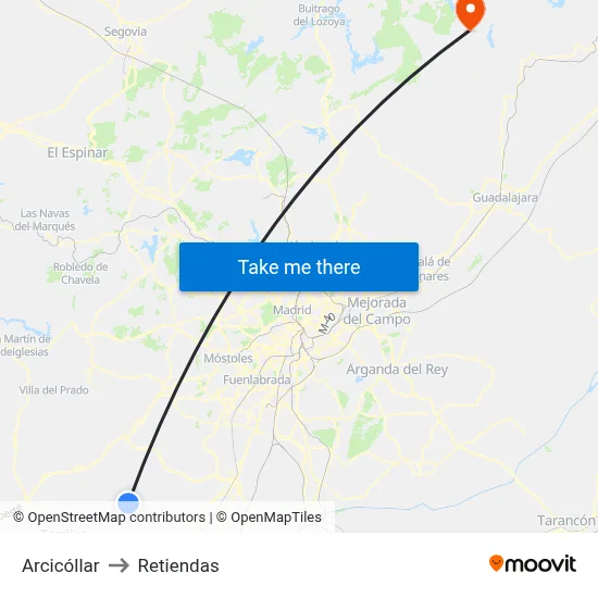 Arcicóllar to Retiendas map