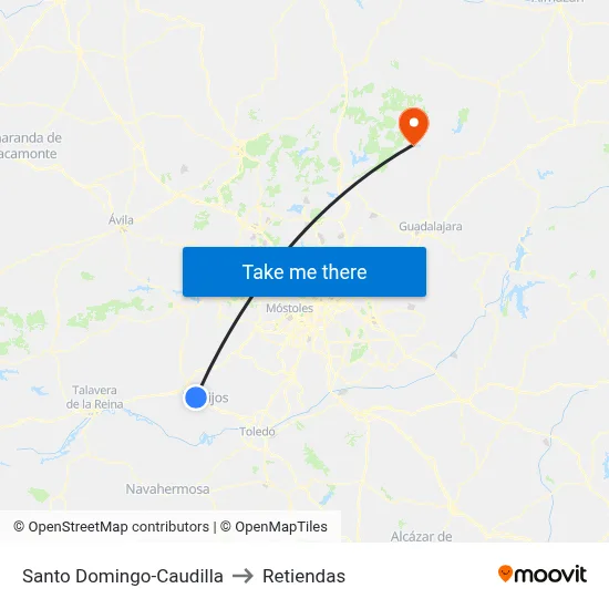 Santo Domingo-Caudilla to Retiendas map