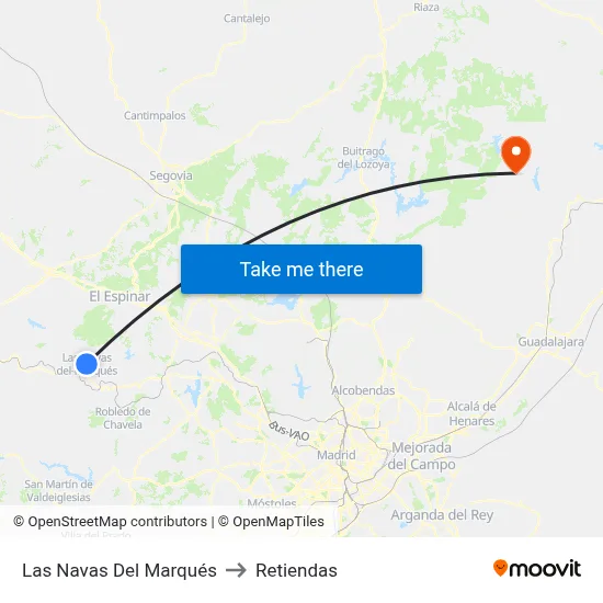 Las Navas Del Marqués to Retiendas map