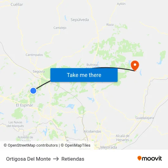 Ortigosa Del Monte to Retiendas map
