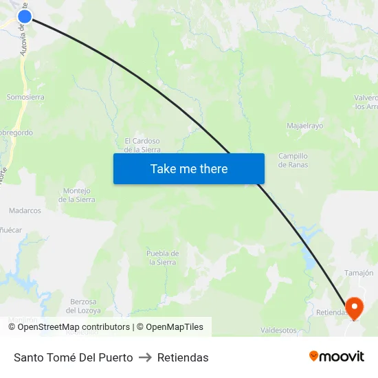 Santo Tomé Del Puerto to Retiendas map