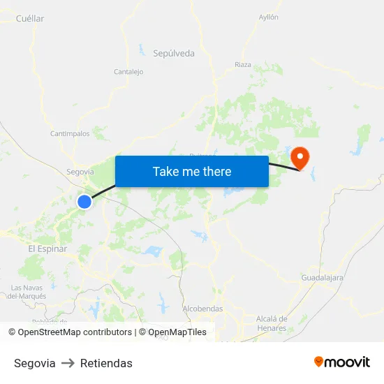 Segovia to Retiendas map