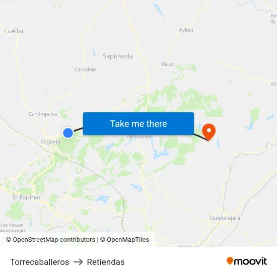 Torrecaballeros to Retiendas map