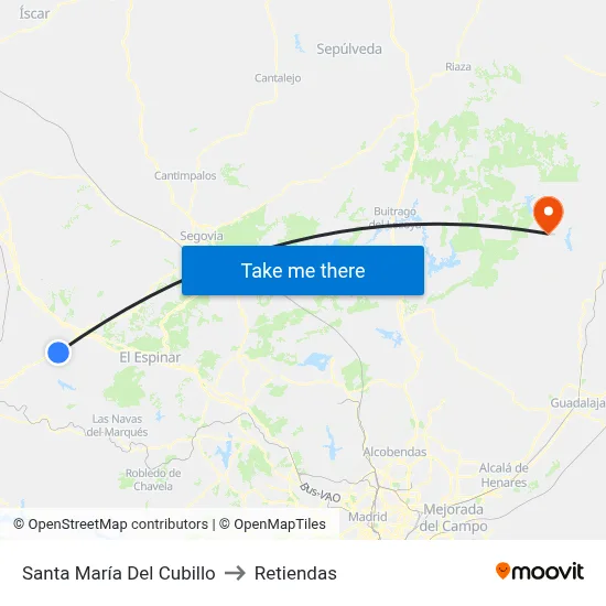 Santa María Del Cubillo to Retiendas map