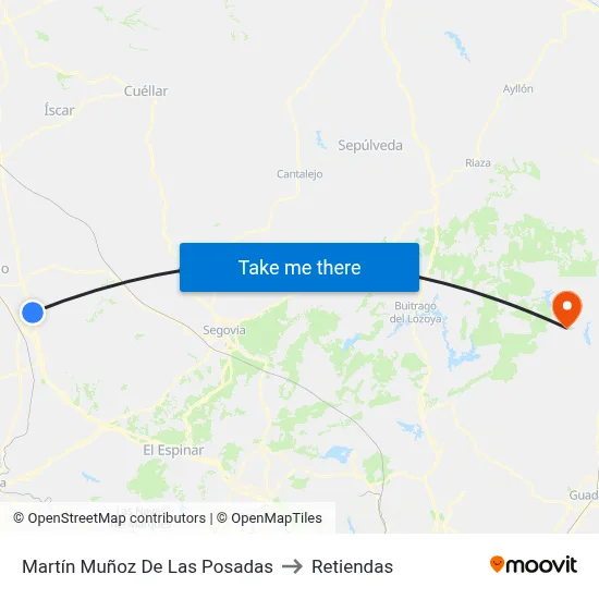 Martín Muñoz De Las Posadas to Retiendas map