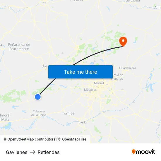 Gavilanes to Retiendas map
