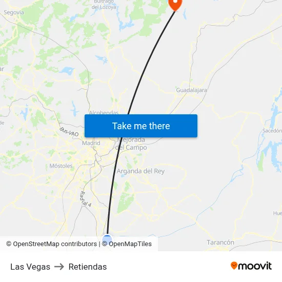 Las Vegas to Retiendas map
