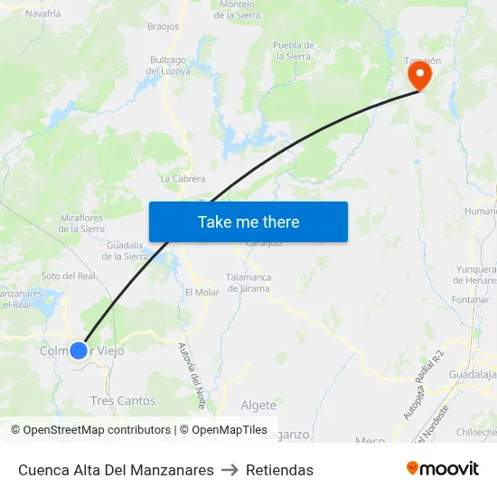 Cuenca Alta Del Manzanares to Retiendas map