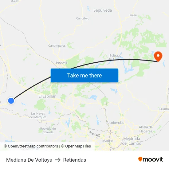 Mediana De Voltoya to Retiendas map