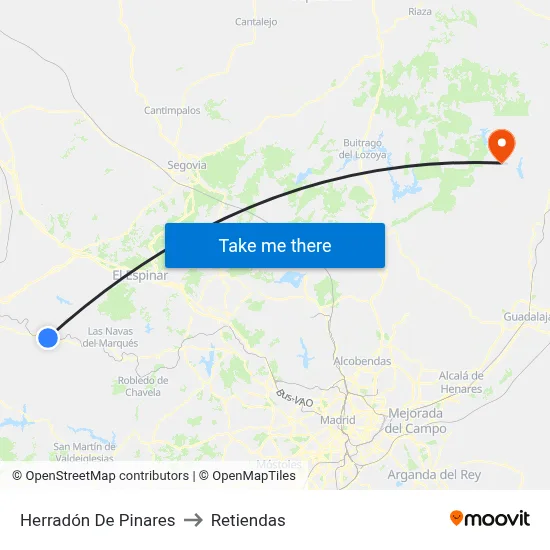 Herradón De Pinares to Retiendas map