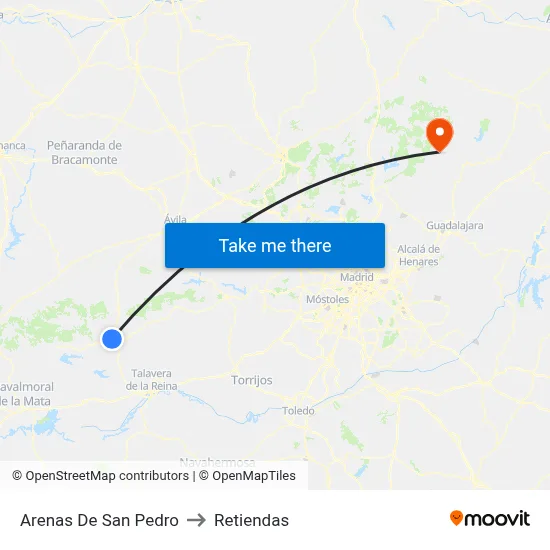 Arenas De San Pedro to Retiendas map