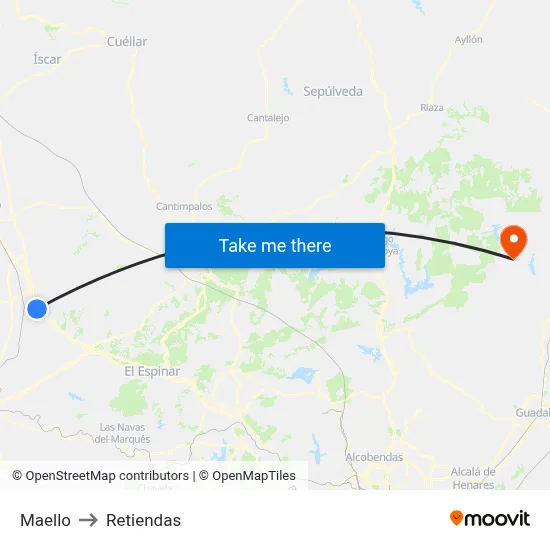 Maello to Retiendas map