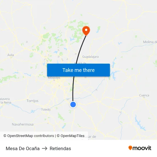Mesa De Ocaña to Retiendas map