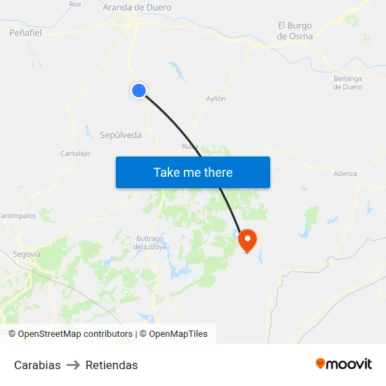 Carabias to Retiendas map