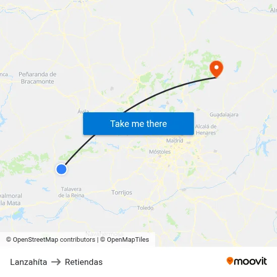 Lanzahíta to Retiendas map