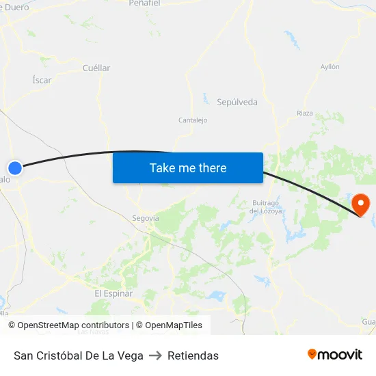 San Cristóbal De La Vega to Retiendas map