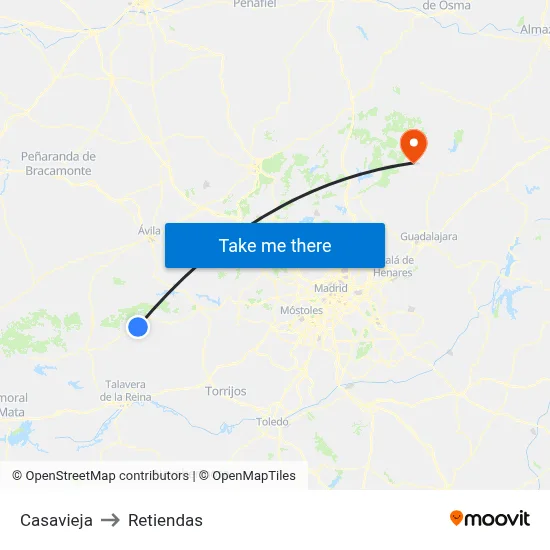 Casavieja to Retiendas map