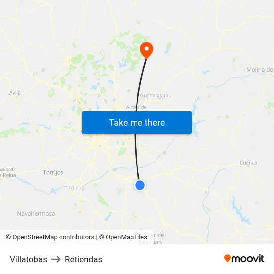 Villatobas to Retiendas map