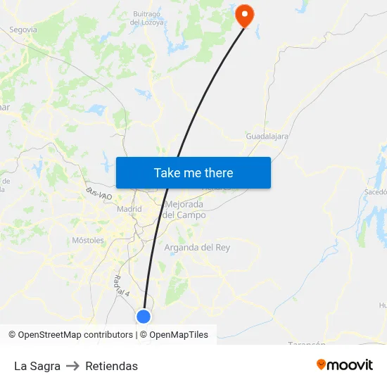 La Sagra to Retiendas map