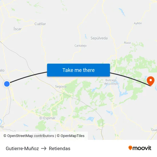 Gutierre-Muñoz to Retiendas map