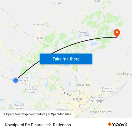 Navalperal De Pinares to Retiendas map
