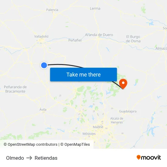 Olmedo to Retiendas map