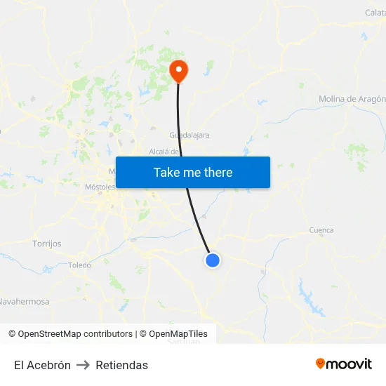 El Acebrón to Retiendas map
