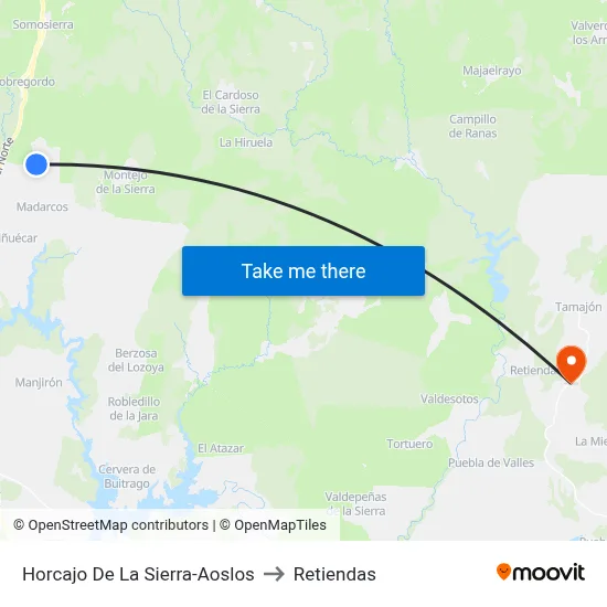 Horcajo De La Sierra-Aoslos to Retiendas map