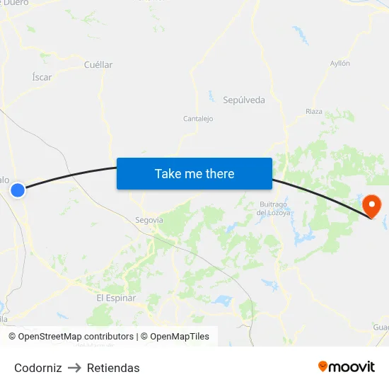 Codorniz to Retiendas map