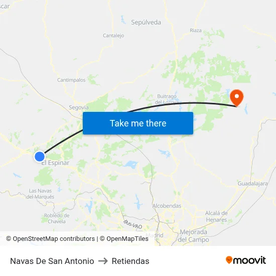 Navas De San Antonio to Retiendas map