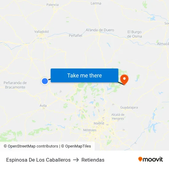 Espinosa De Los Caballeros to Retiendas map
