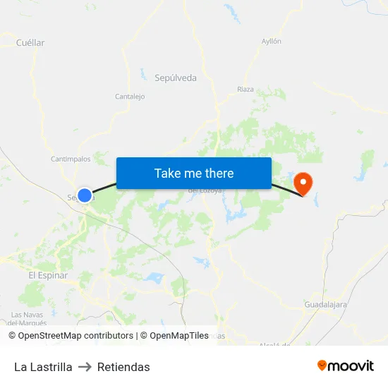 La Lastrilla to Retiendas map