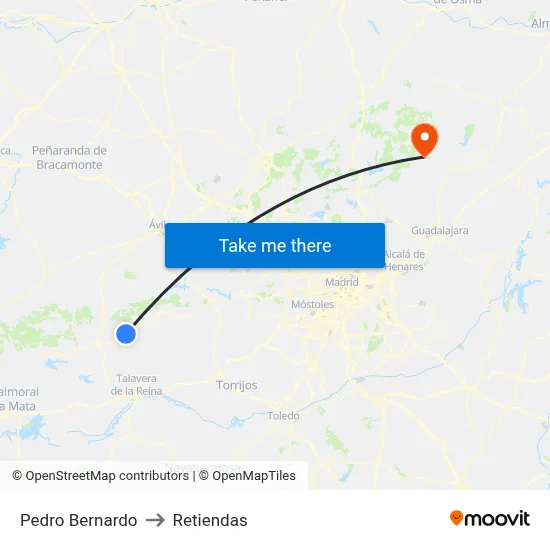 Pedro Bernardo to Retiendas map