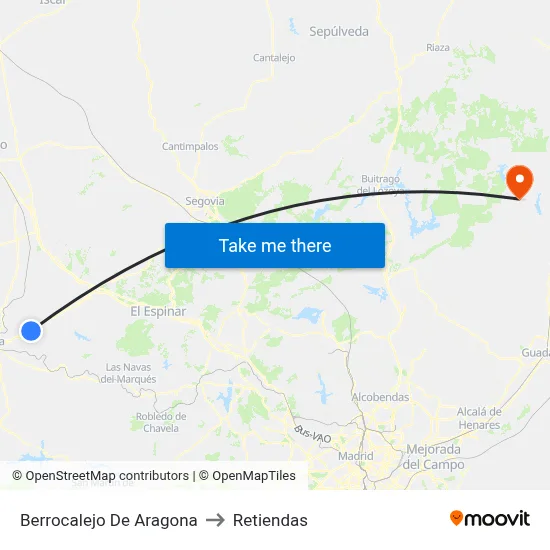 Berrocalejo De Aragona to Retiendas map