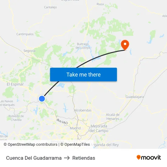 Cuenca Del Guadarrama to Retiendas map