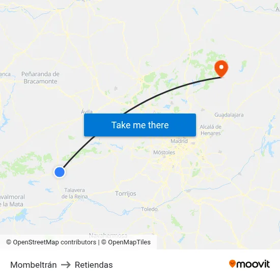 Mombeltrán to Retiendas map