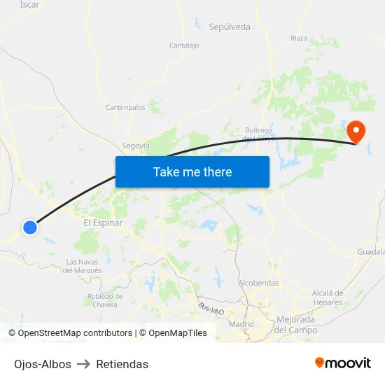 Ojos-Albos to Retiendas map