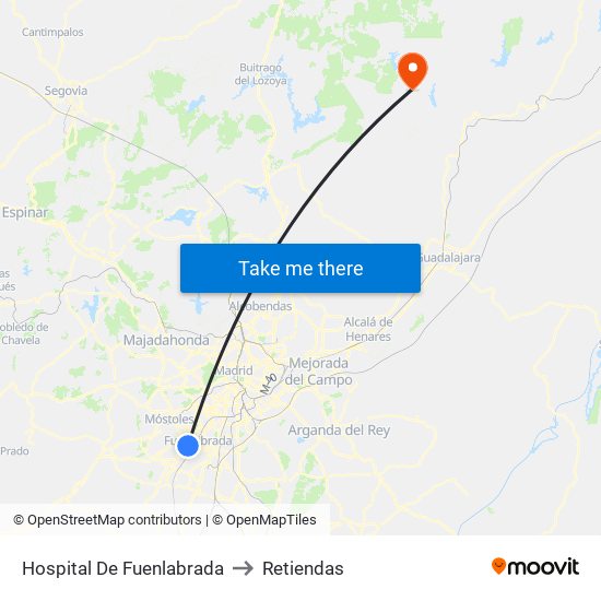 Hospital De Fuenlabrada to Retiendas map